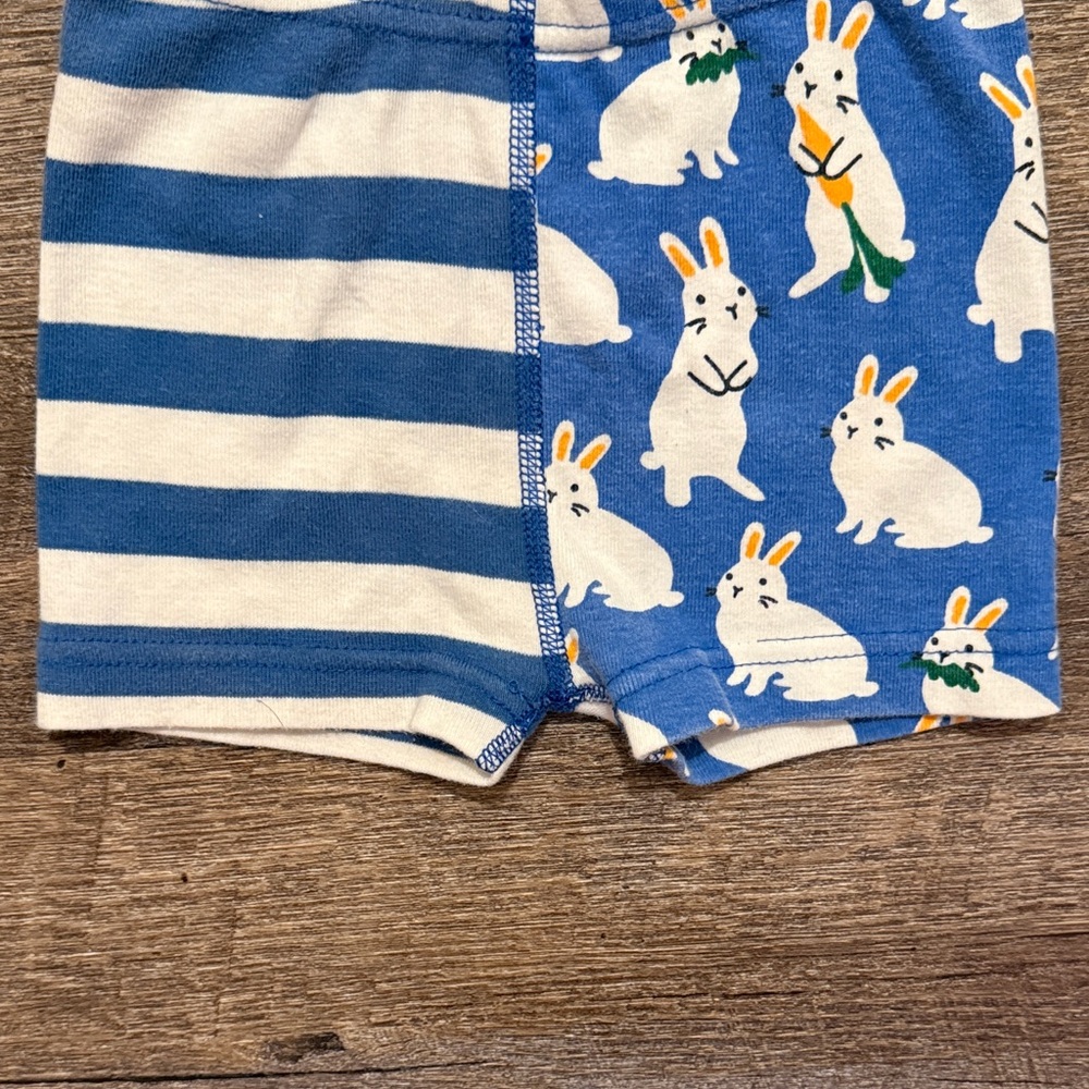 Hanna Andersson 100% Organic Cotton Short John PJ Set w/ Bunny + Striped Print - Picture 11 of 16